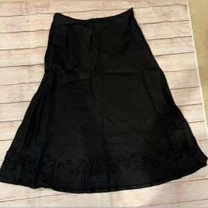 Kate Hill casual linen A line Black Long skirt With Bottom Pattern size 10